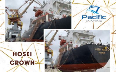 Cán bộ công ty Pacific Marine xuống thăm Thuyền trưởng, máy trưởng và SQTV tàu Hosei Crown tại cảng Hải Phòng